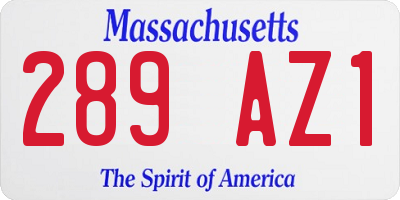 MA license plate 289AZ1