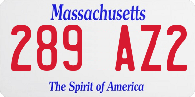 MA license plate 289AZ2