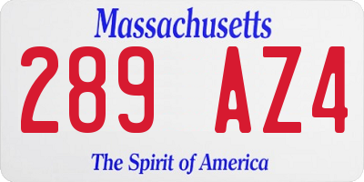 MA license plate 289AZ4