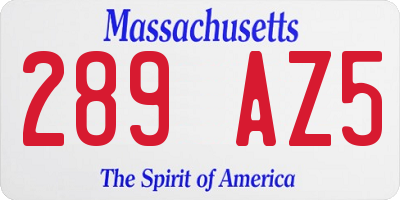 MA license plate 289AZ5