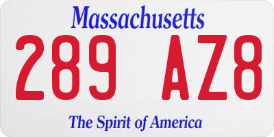 MA license plate 289AZ8