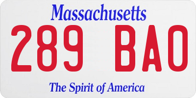 MA license plate 289BA0