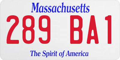 MA license plate 289BA1