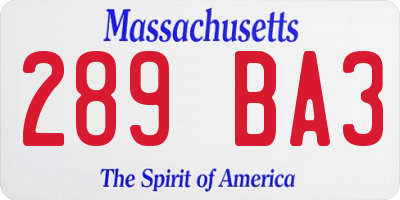MA license plate 289BA3