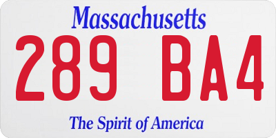 MA license plate 289BA4