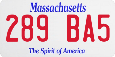 MA license plate 289BA5