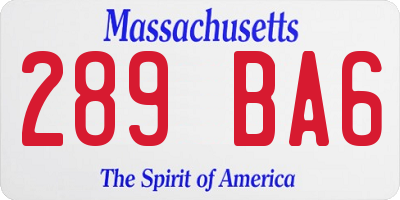 MA license plate 289BA6