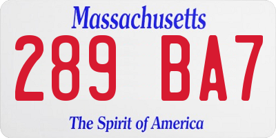 MA license plate 289BA7