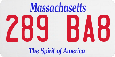 MA license plate 289BA8