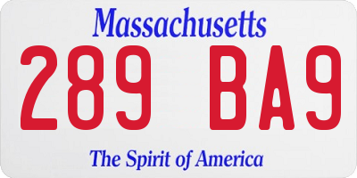 MA license plate 289BA9