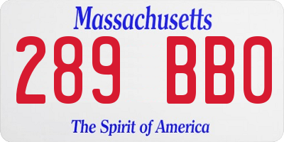 MA license plate 289BB0