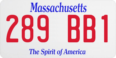 MA license plate 289BB1