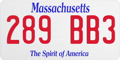 MA license plate 289BB3