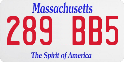 MA license plate 289BB5
