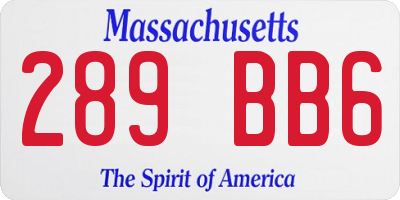 MA license plate 289BB6