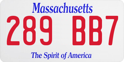 MA license plate 289BB7