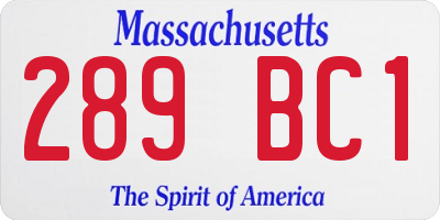 MA license plate 289BC1