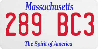 MA license plate 289BC3