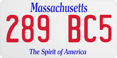 MA license plate 289BC5