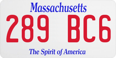 MA license plate 289BC6