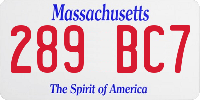 MA license plate 289BC7