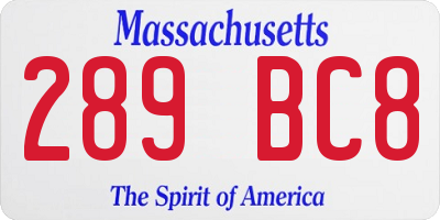 MA license plate 289BC8