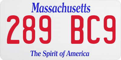 MA license plate 289BC9