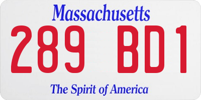 MA license plate 289BD1
