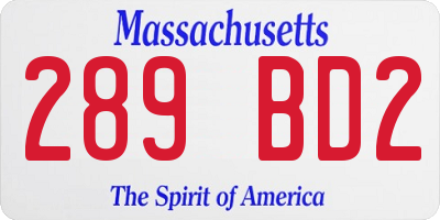 MA license plate 289BD2