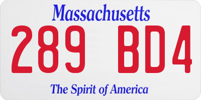 MA license plate 289BD4