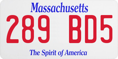 MA license plate 289BD5