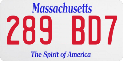 MA license plate 289BD7