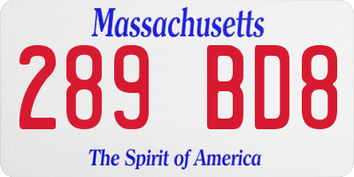 MA license plate 289BD8