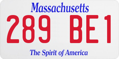 MA license plate 289BE1