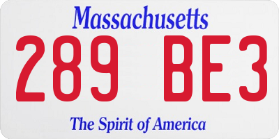 MA license plate 289BE3