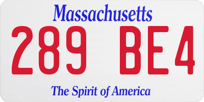 MA license plate 289BE4