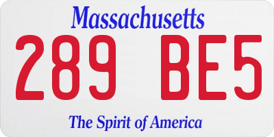 MA license plate 289BE5