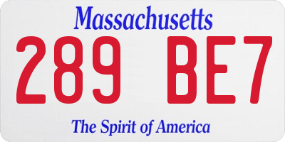 MA license plate 289BE7