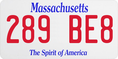 MA license plate 289BE8