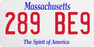 MA license plate 289BE9