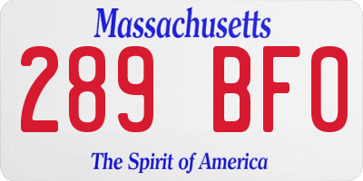 MA license plate 289BF0