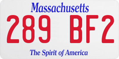 MA license plate 289BF2