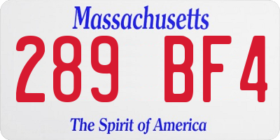 MA license plate 289BF4