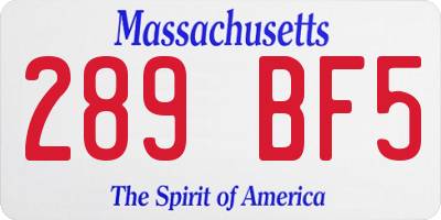 MA license plate 289BF5