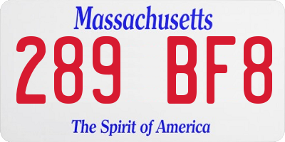 MA license plate 289BF8