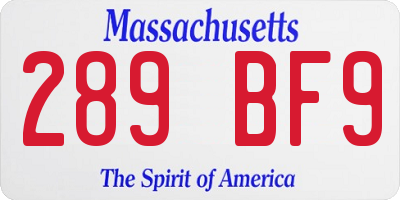 MA license plate 289BF9
