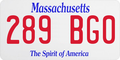 MA license plate 289BG0