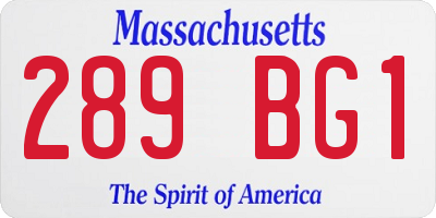 MA license plate 289BG1