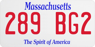 MA license plate 289BG2
