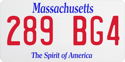 MA license plate 289BG4